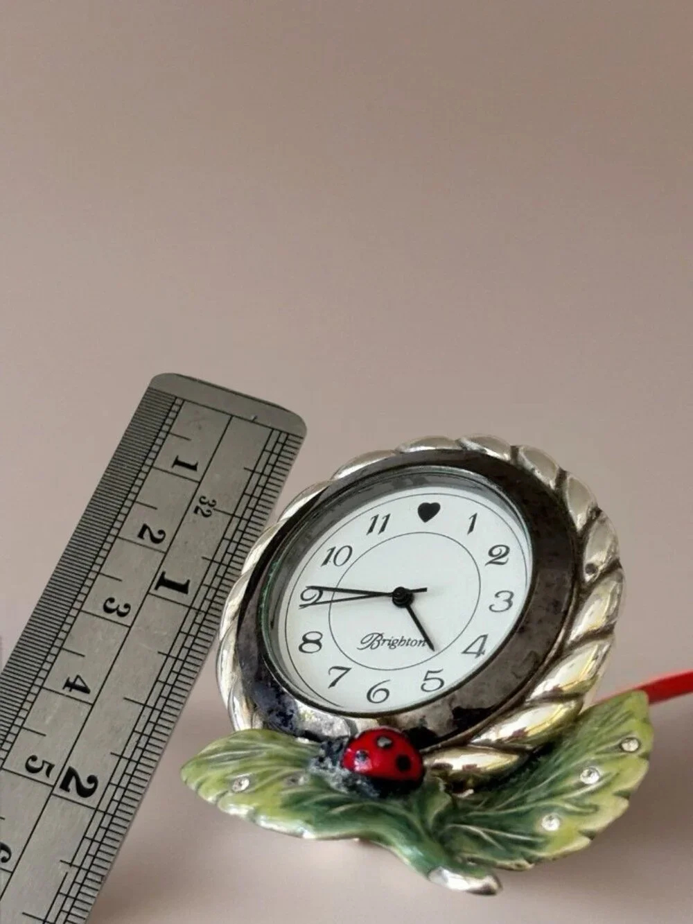 Brighton Marvels Ladybug Flower Mini Desk Clock Crystals New Battery